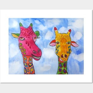 Quirky, Colourful Giraffes Posters and Art